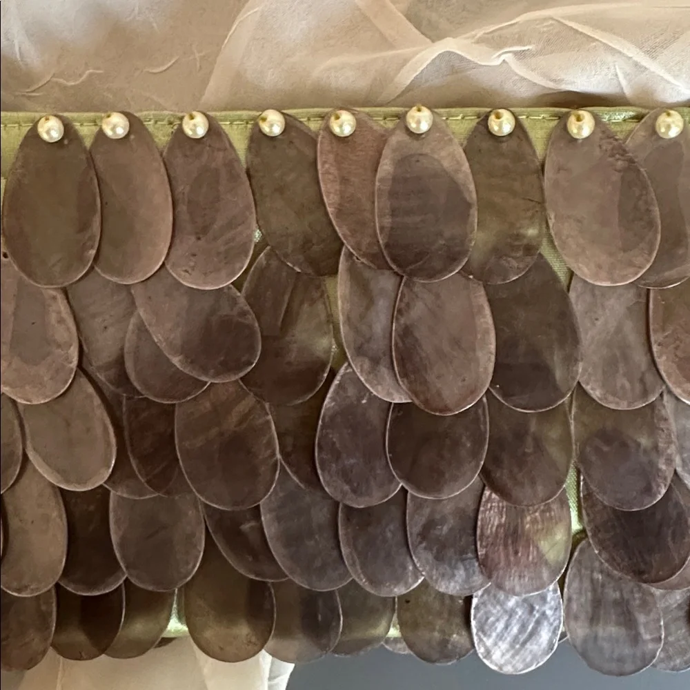 Genuine Capiz shells clutch purse olive green
